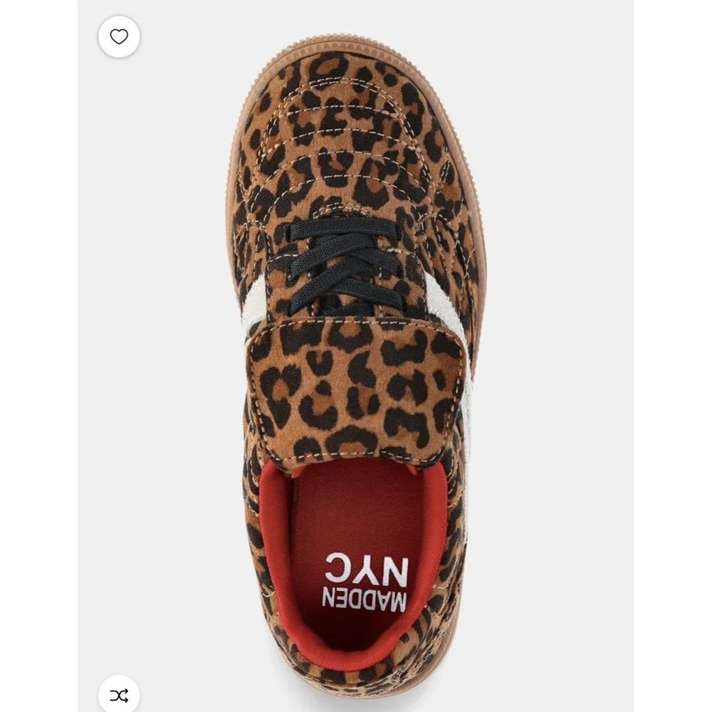 Madden NYC Girl’s NEW Fold Over Sneakers Leopard Print Lace Up Shoes Casual Sz 6